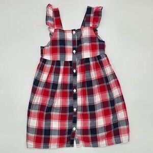 Toddler Girl OshKosh Red Navy Plaid Dress Size 4T